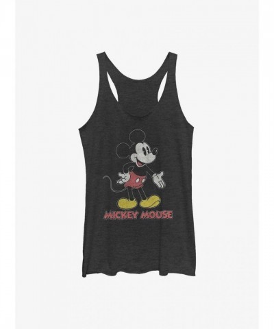 Disney Vintage 70s Mickey Mouse Girls Tank Top - Black