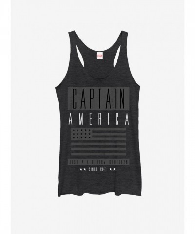 Marvel Girls Captain America Grey Out Tank Top - Black