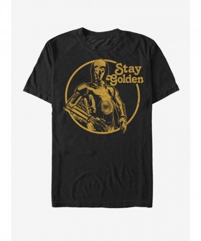 Star Wars Black T-Shirt for Men - Golden Boy Design