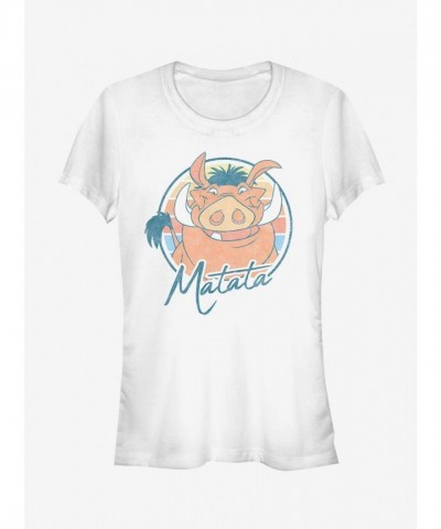 Disney The Lion King Matata Girls T-Shirt - White Cotton
