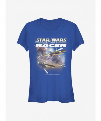 Star Wars Racer Girls T-Shirt in Blue - Lightweight Comfort for Junior Sizes