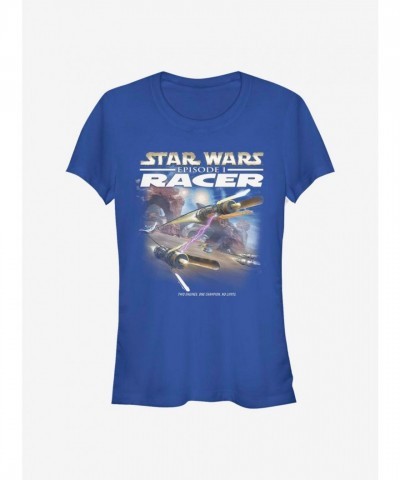 Star Wars Racer Girls T-Shirt in Blue - Lightweight Comfort for Junior Sizes