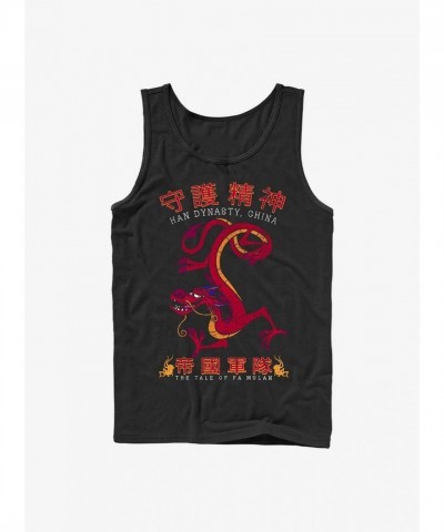 Disney Mulan Black Cotton Dragon Tank Top for Men