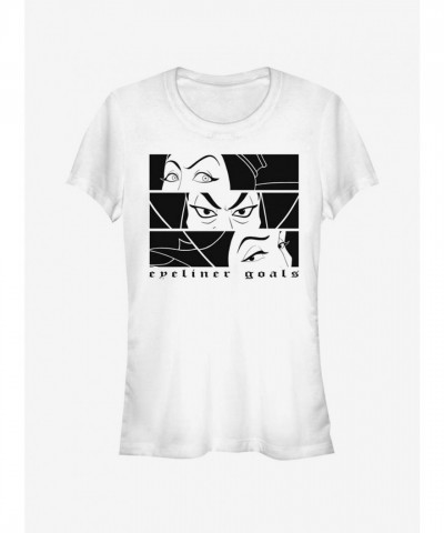 Disney Villains Inspired Eyeliner Goals T-Shirt for Girls - White