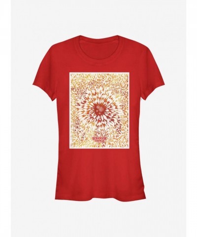 Stranger Things Waffle Print Girls T-Shirt in Red