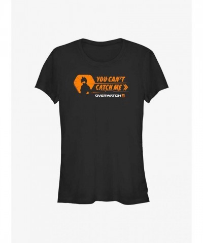 Overwatch 2 Tracer "You Can't Catch Me" Lightweight T-Shirt for Girls - Black