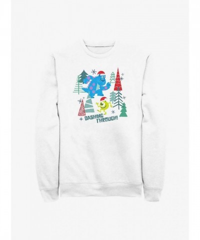 Disney Pixar Monstropolis University Dashing Through Crewneck Sweatshirt - Men's White