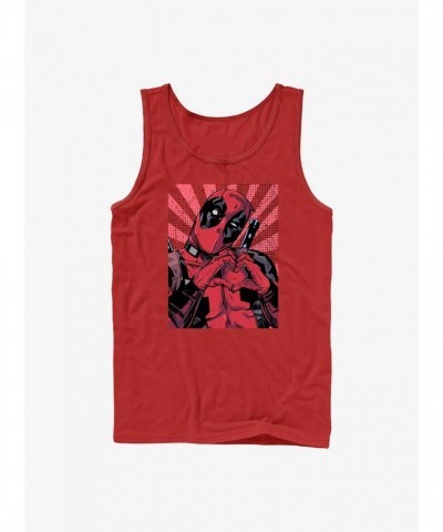 Marvel Red Deadpool Heart Tank Top for Men