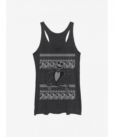 Disney Girls Jack Skellington Intarsia Sweater - Black Junior Size