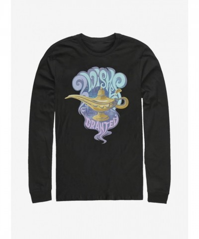 Disney Aladdin Wishes Granted Men's Long Sleeve Cotton T-Shirt - Black