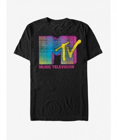 MTV Stripe Logo Unisex T-Shirt - Black