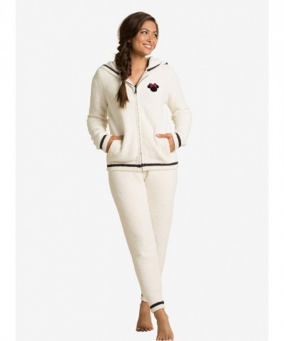 Barefoot Dreams Women's Minnie Mouse Embroidered Hoodie in Cream
