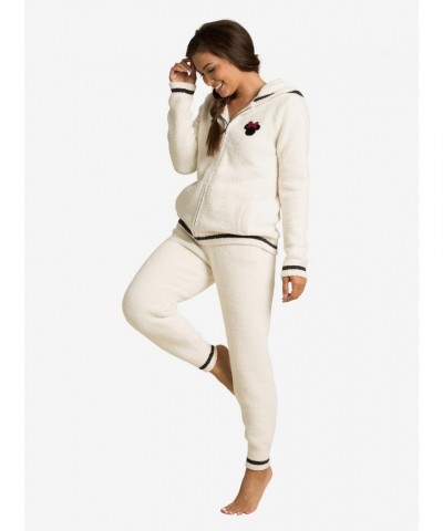 Barefoot Dreams Women's Minnie Mouse Embroidered Hoodie in Cream
