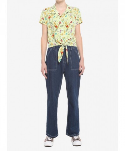 Disney Winnie The Pooh Floral Girls Button-Up Shirt