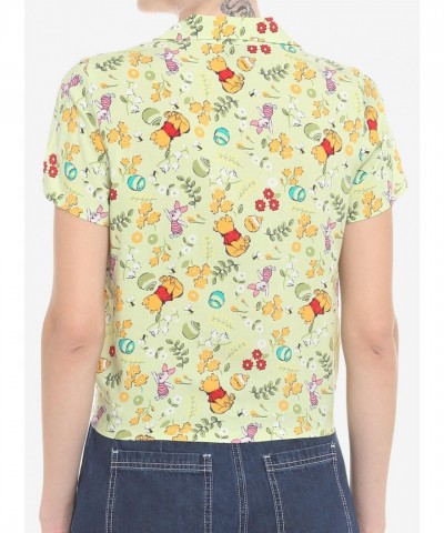 Disney Winnie The Pooh Floral Girls Button-Up Shirt