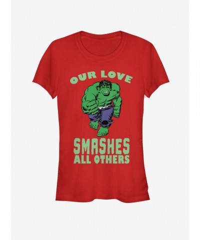 Marvel Red Love Hulk Smash T-Shirt for Girls