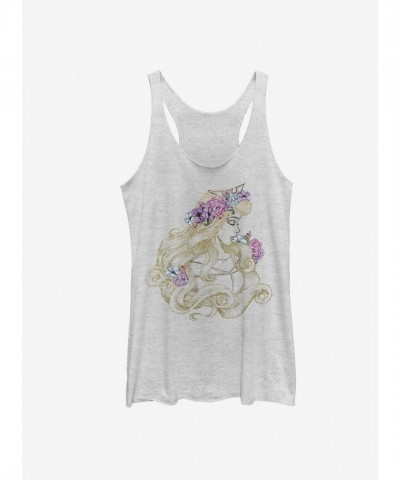 Disney Aurora Sleeping Beauty Heathers White Racerback Tank Top for Girls